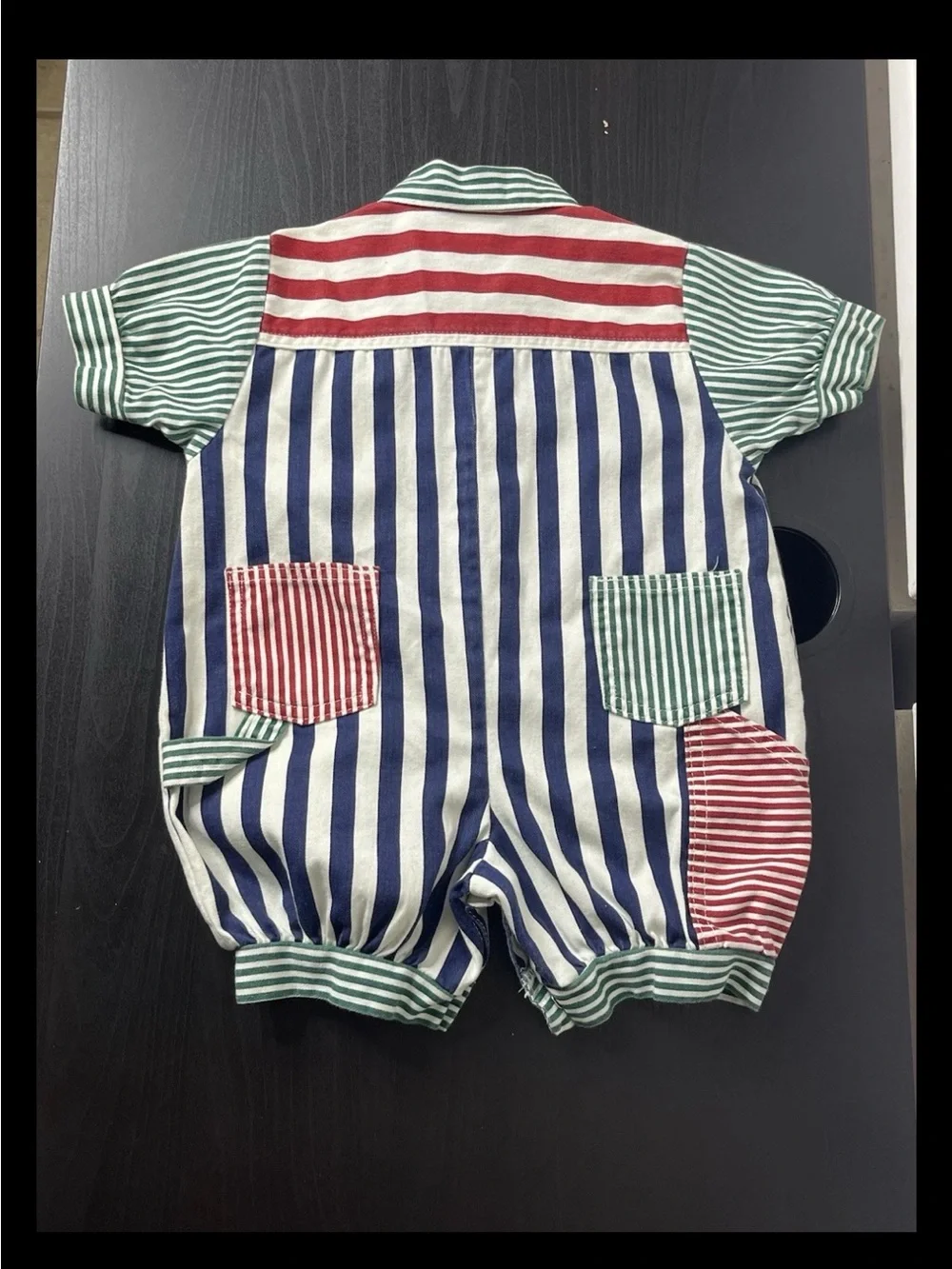 Vtg OshKosh Baby B'Gosh Romper Colorblock Multi-Stripe 18 Months USA Cotton